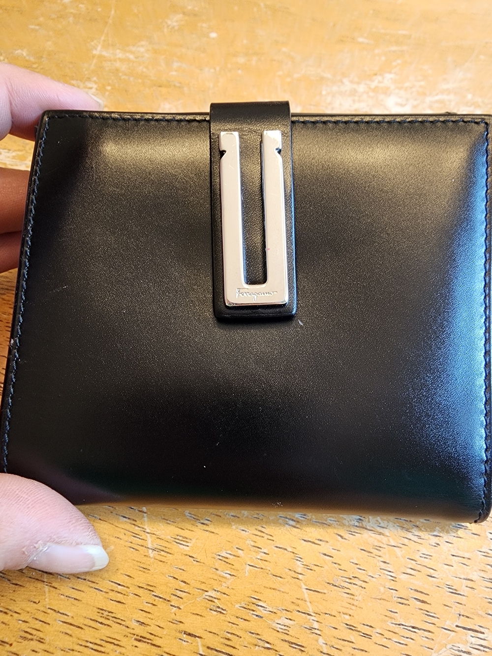 classic black calfskin leather wallet by Salvatore Ferragamo
